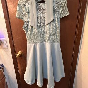 B Darlin Juniors Dress with Lace in Light Green